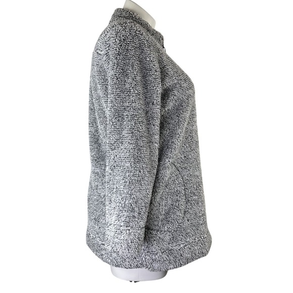 Soft Surroundings Luxe Faux Sherpa 1/4 Zip Pullover Gray Soft Pockets Women's L - Picture 4 of 11